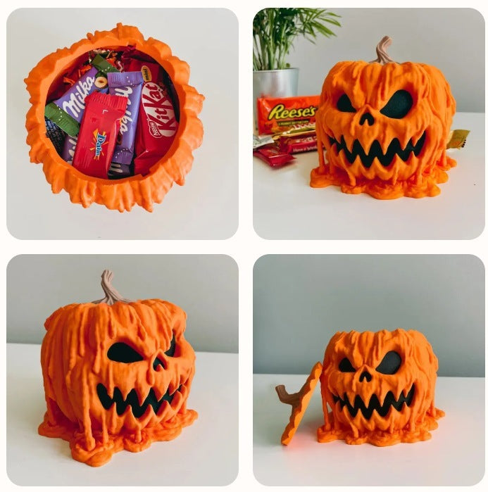 Melting Halloween Pumpkin Candy Bowl With Lid  spooky Bowl For Home Halloween