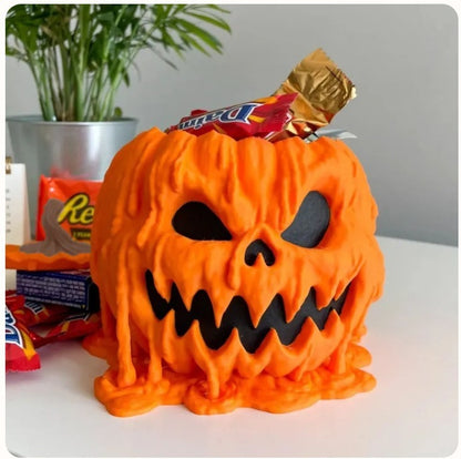 Melting Halloween Pumpkin Candy Bowl With Lid  spooky Bowl For Home Halloween