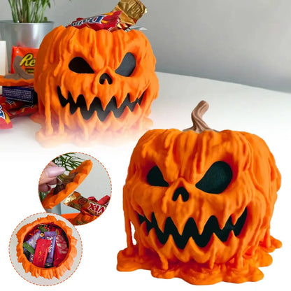 Melting Halloween Pumpkin Candy Bowl With Lid  spooky Bowl For Home Halloween